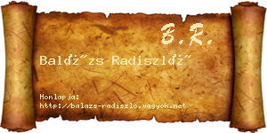 Balázs Radiszló névjegykártya